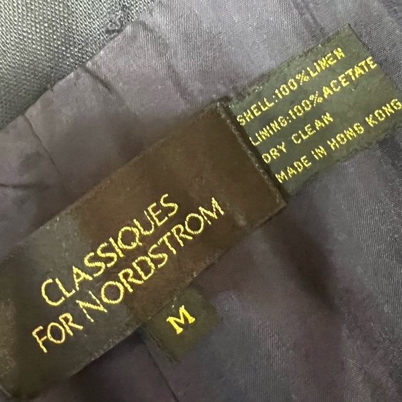 Classiques For Nordstrom Vintage Navy Linen Single Button  Blazer Womens Medium - Picture 9 of 9